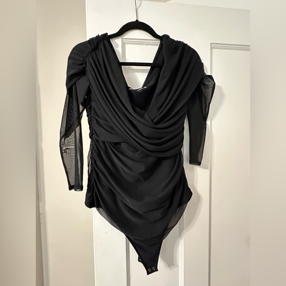 Abercrombie cross neck black mesh bodysuit size XL